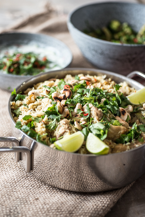 Chicken biryani med cashewnødder